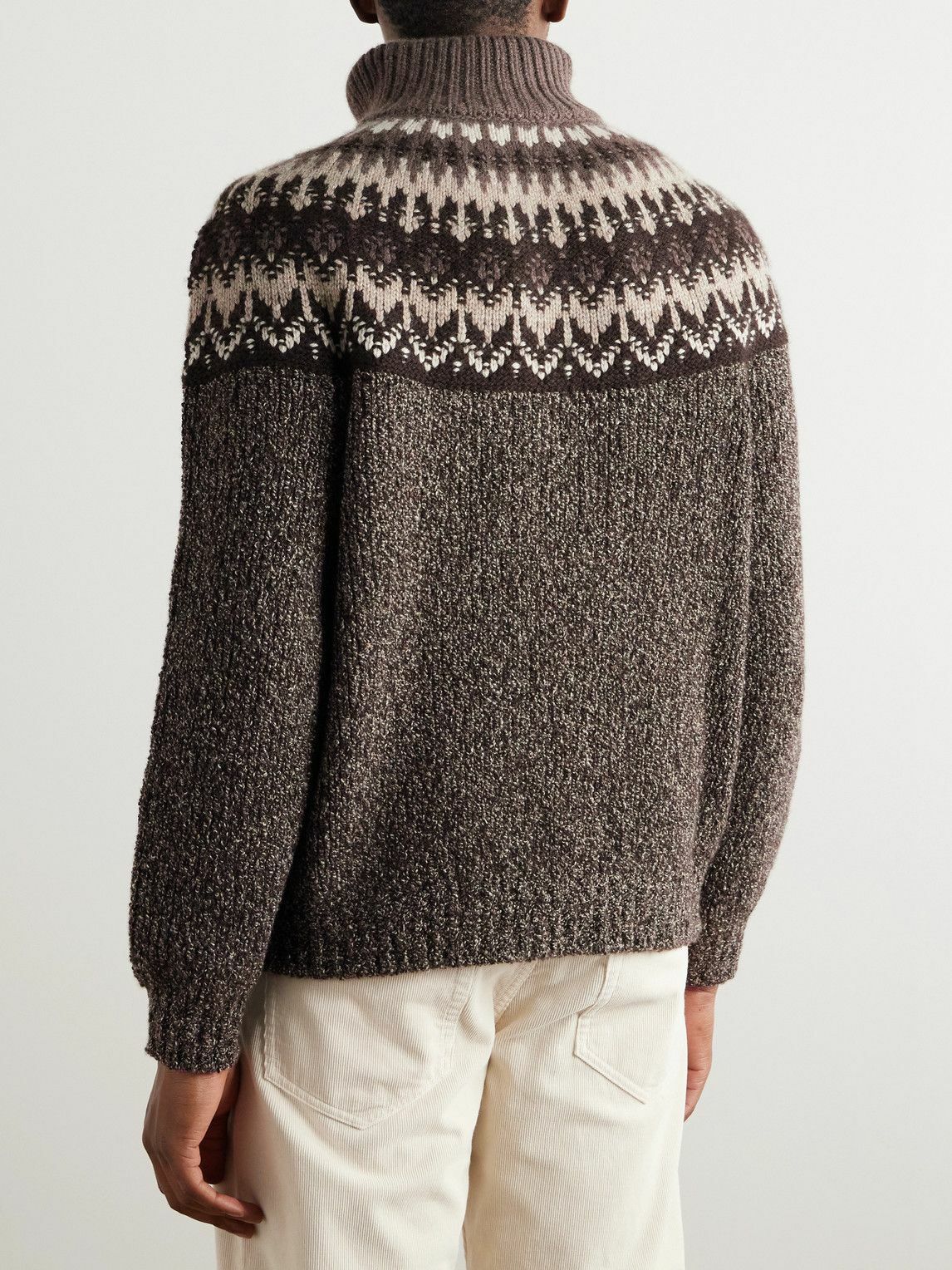 Loro Piana - Fair Isle Cashmere and Silk-Blend Half-Zip Sweater