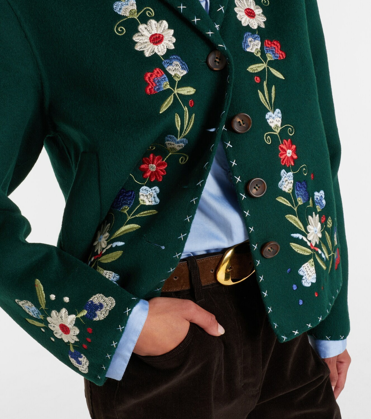 Rixo Jude embroidered wool-blend jacket