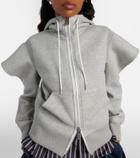 Sacai Cutout cotton-blend fleece hoodie