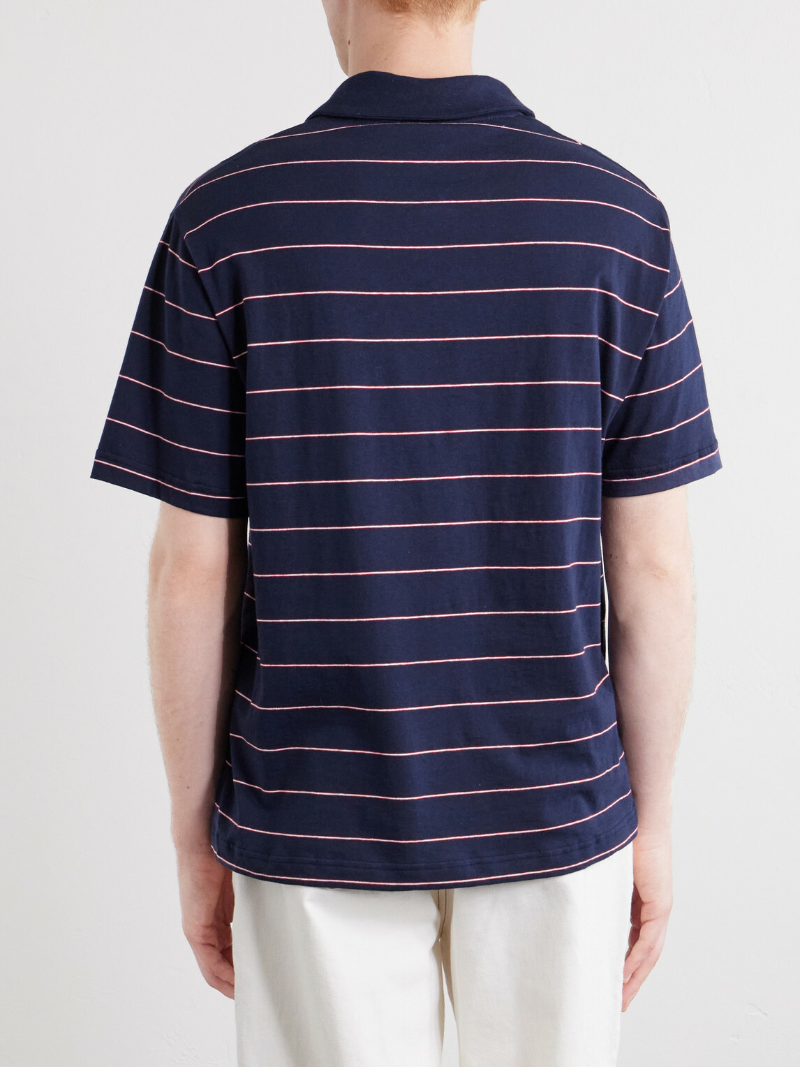 A.P.C. - Henry Striped Cotton-Blend Jersey Polo Shirt - Blue