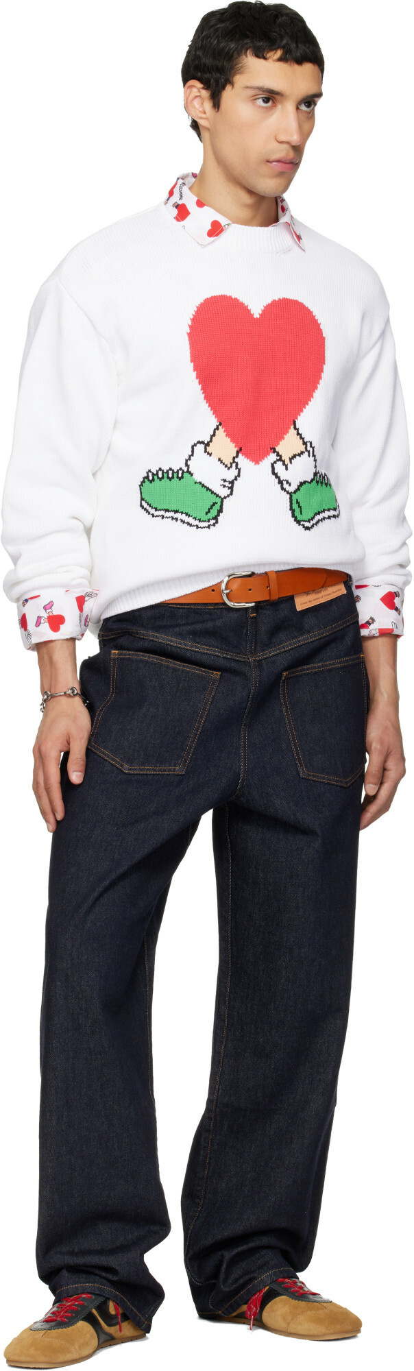 Moschino White All Over Hearts Sweater