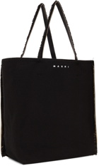 Marni Black Leather & Canvas Soft Museo Tote