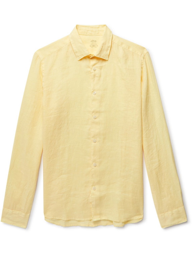 Photo: Altea - Bond Garment-Dyed Linen Shirt - Yellow