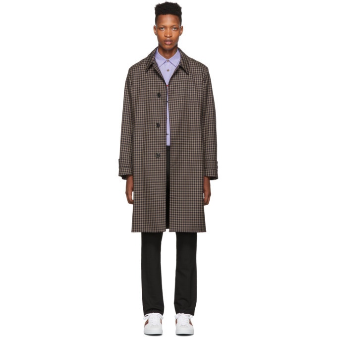 Photo: Paul Smith Navy and Brown Contrast Plaid Coat