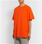 Off-White - Embroidered Cotton-Jersey T-Shirt - Orange