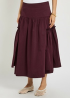 Damson Madder Berta Ruffled Cotton-poplin Midi Skirt Purple