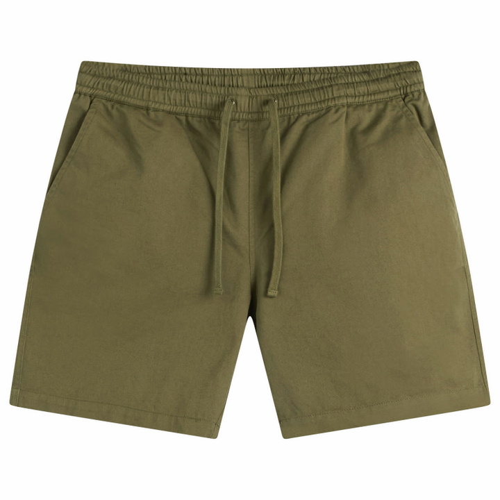 Photo: Universal Works Men's Twill Beach Shorts in Light Olive