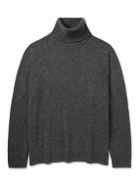 Raf Simons - Oversized Leather-Appliquéd Wool Rollneck Sweater - Gray