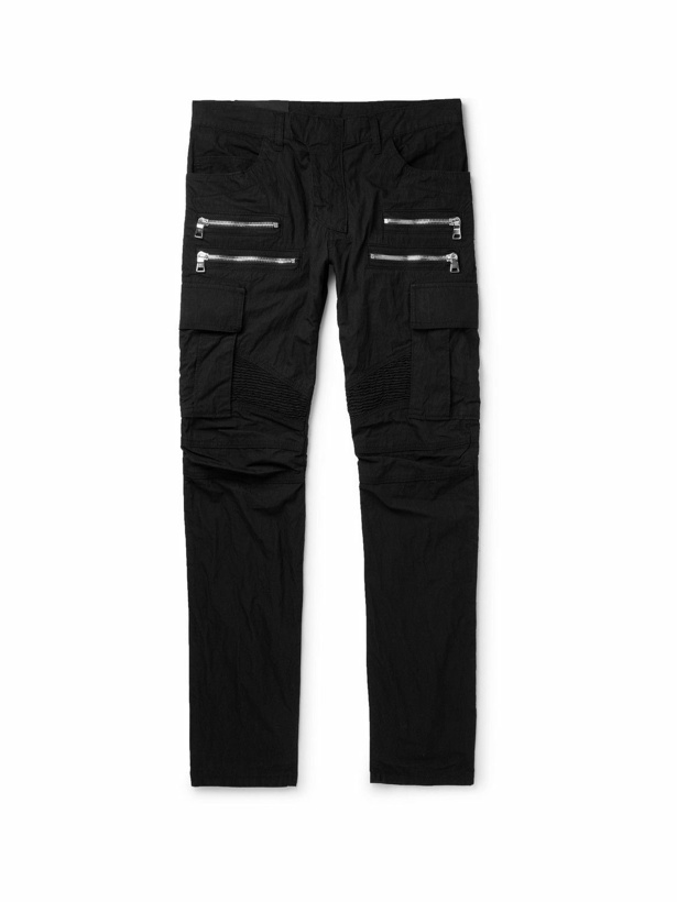 Photo: Balmain - Slim-Fit Cotton-Blend Cargo Trousers - Black