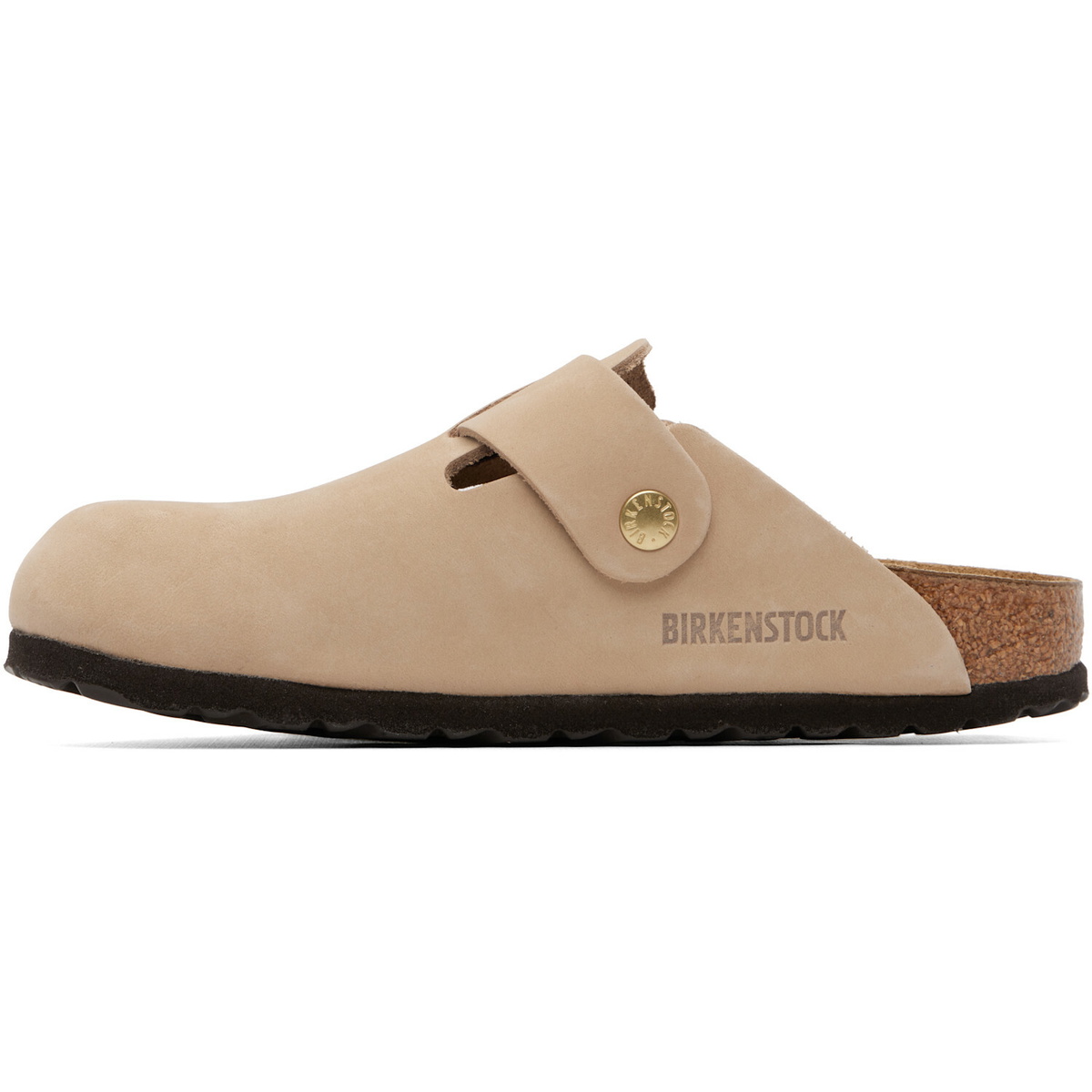 Birkenstock Beige Narrow Boston Big Buckle Nubuck Leather Loafers