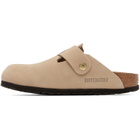 Birkenstock Beige Narrow Boston Big Buckle Nubuck Leather Loafers