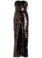 Staud Cece Strapless Sequin-embellished Midi Dress Dark Brown