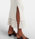 Ganni Crochet-trimmed ribbed cotton-blend midi dress