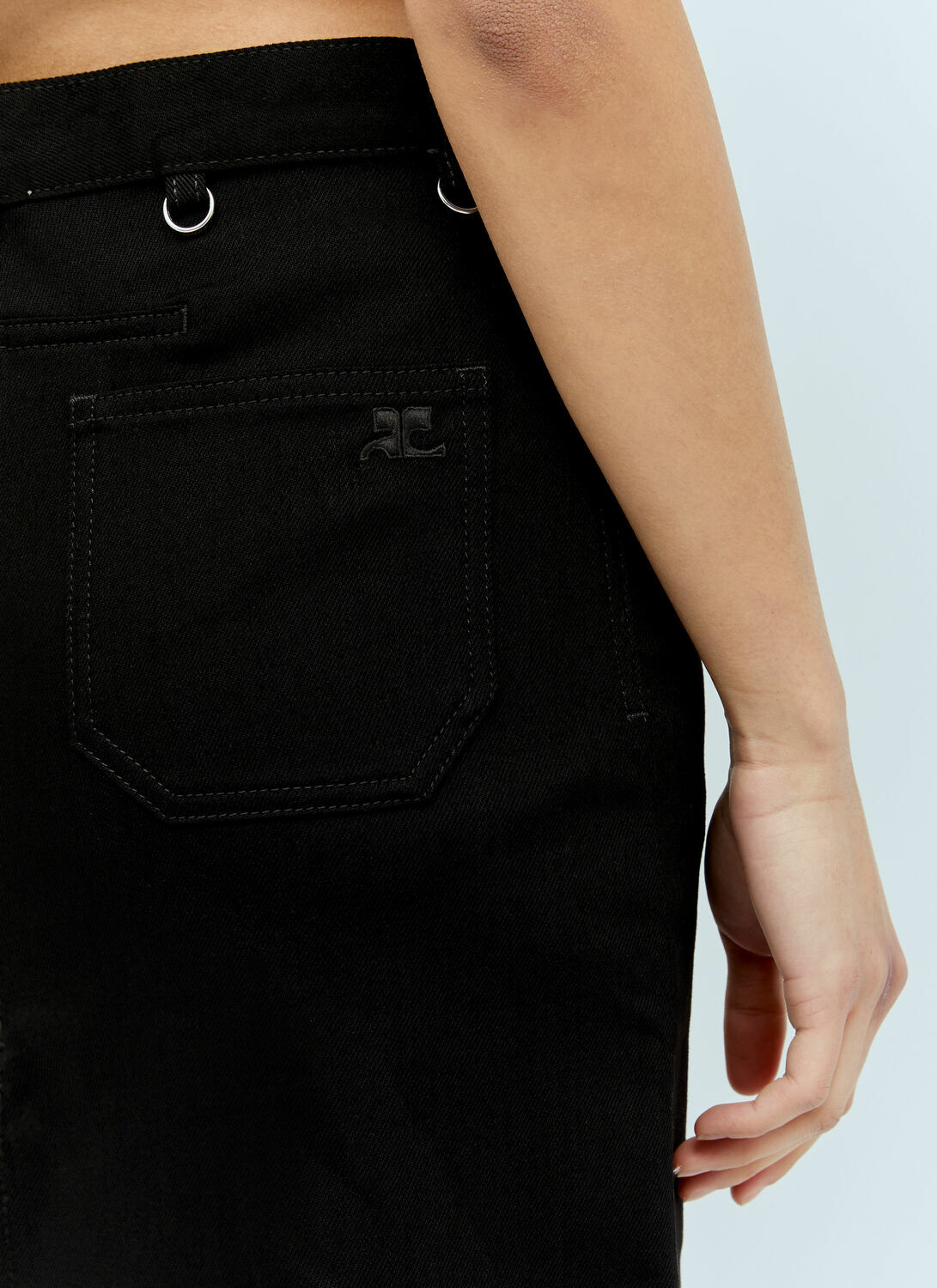 Courrèges Multiflex Denim Midi Skirt