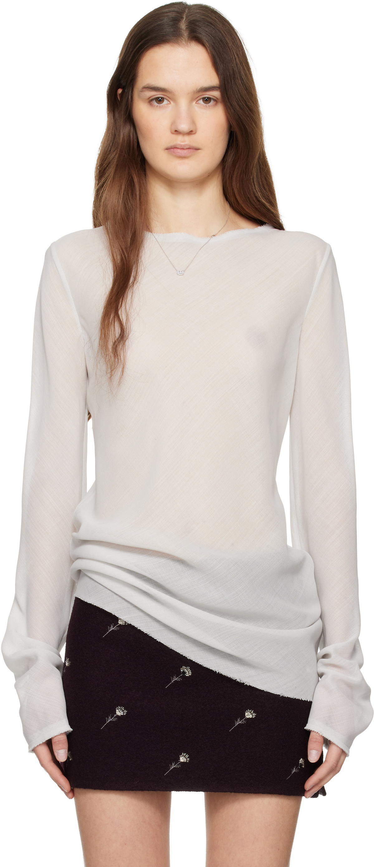 Rier Gray Wool Gauze Blouse
