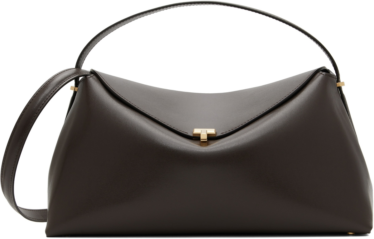 TOTEME Brown T-Lock Leather Top Handle Bag