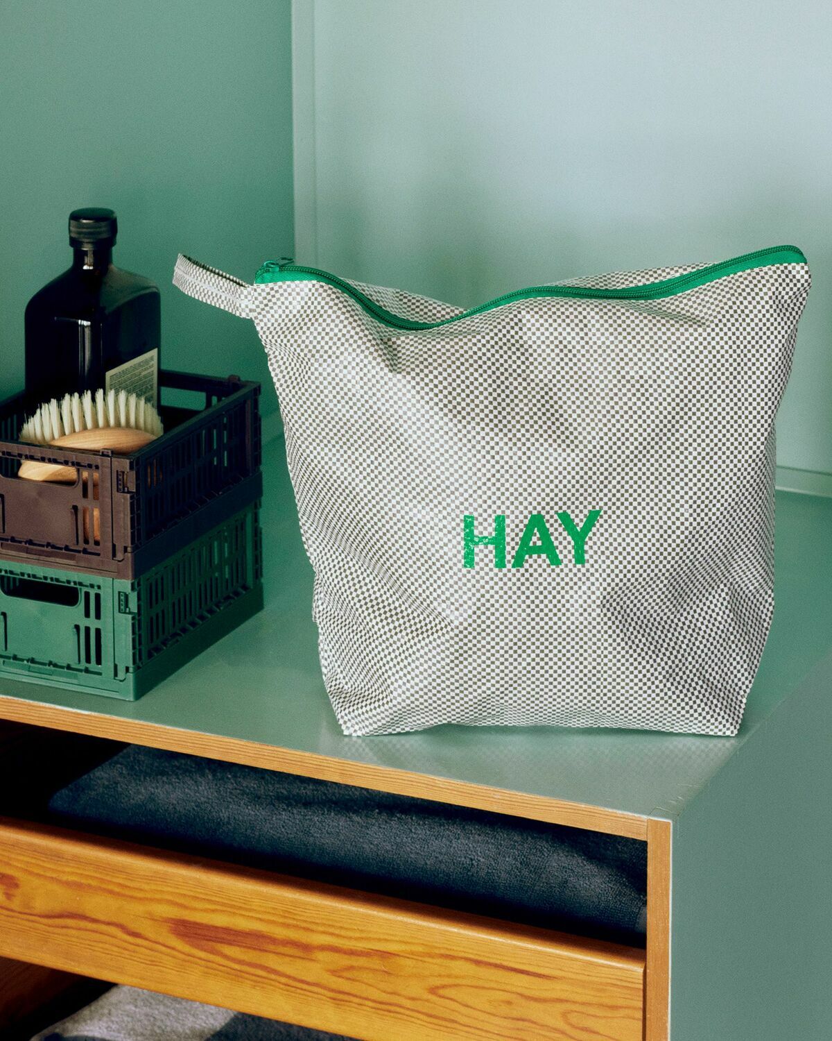 HAY Candy Mono Wash Bag Grey Mens Small Bag