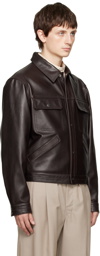 LEMAIRE Brown Press-Stud Leather Jacket