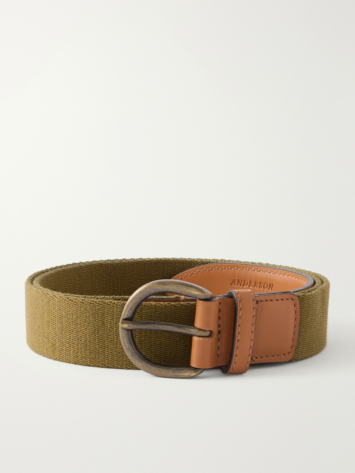 Anderson & Sheppard - 3.5cm Leather-Trimmed Woven Belt - Green
