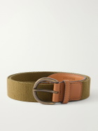 Anderson & Sheppard - 3.5cm Leather-Trimmed Woven Belt - Green