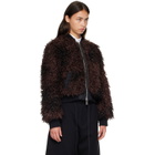 sacai Brown Blouson Curly Faux-Fur Jacket
