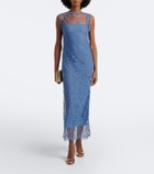 SIR Leif embroidered mesh maxi dress