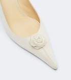 Magda Butrym Floral-appliqué satin slingback pumps