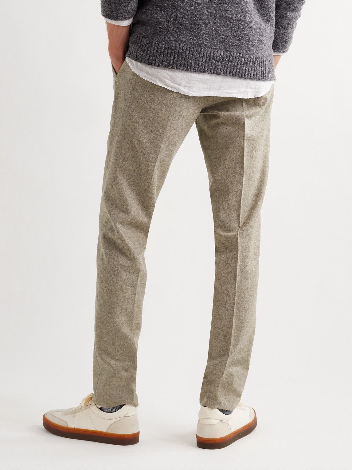 Incotex - Slim-Fit Virgin Wool-Flannel Trousers - Neutrals Incotex