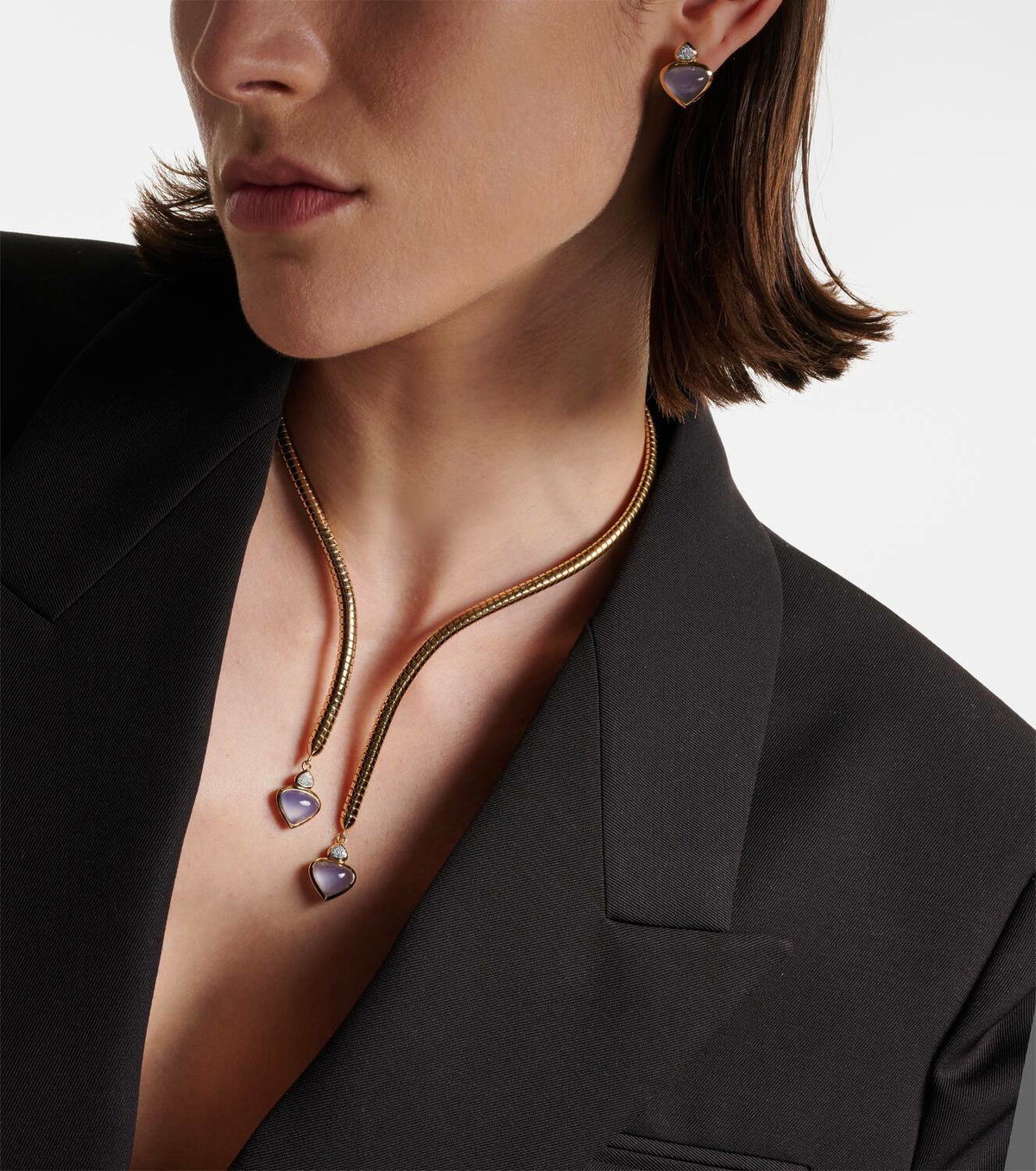 Marina B Trisolina 18kt gold necklace with blue chalcedony and diamonds