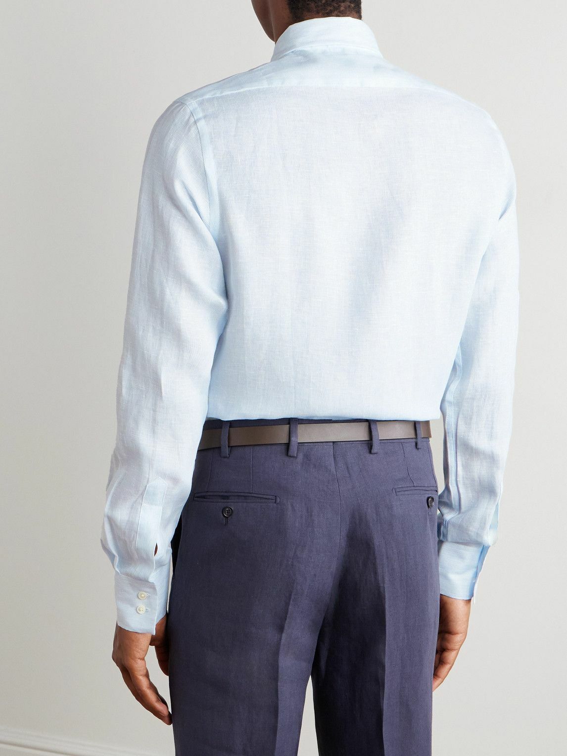 Richard James - Slim-Fit Striped Linen Shirt - Blue