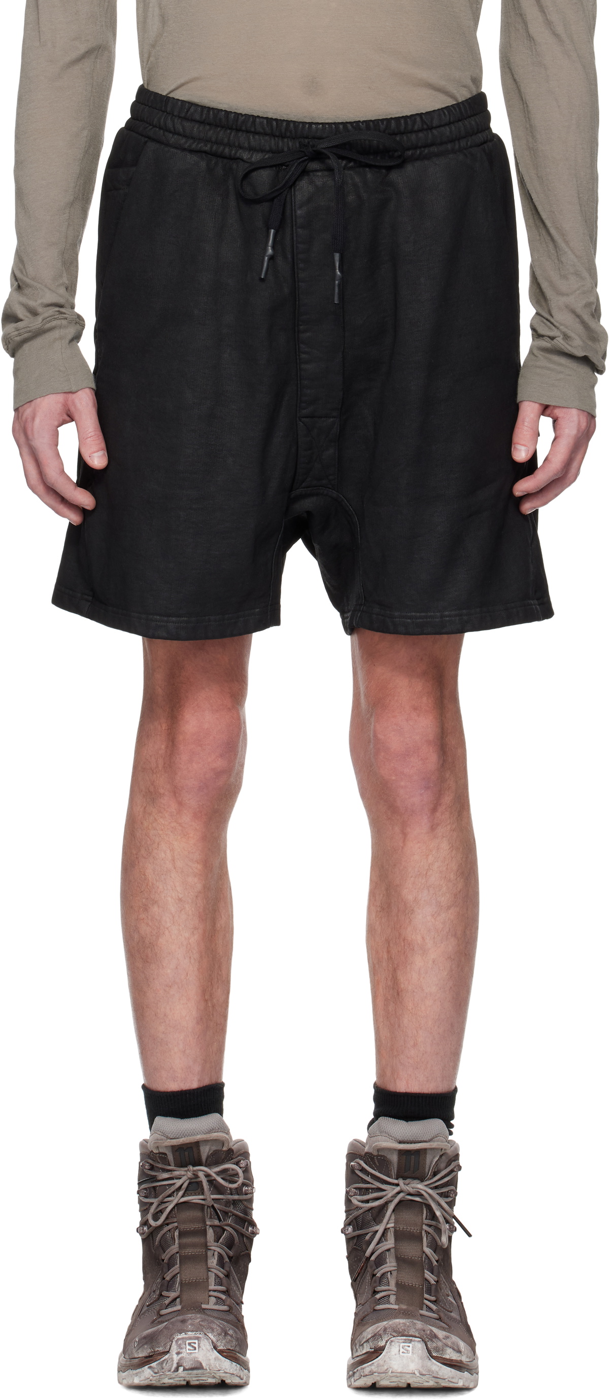 11 by Boris Bidjan Saberi Black Coated Object Shorts