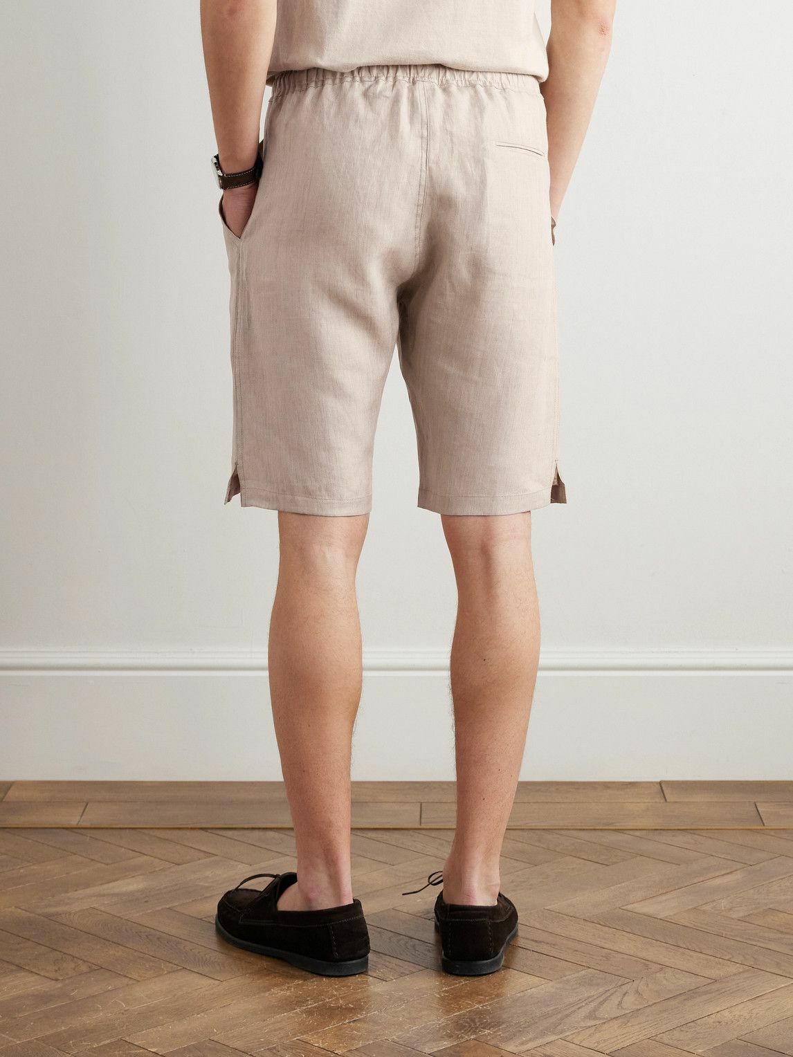 Kiton - Straight-Leg Linen Drawstring Shorts - Neutrals