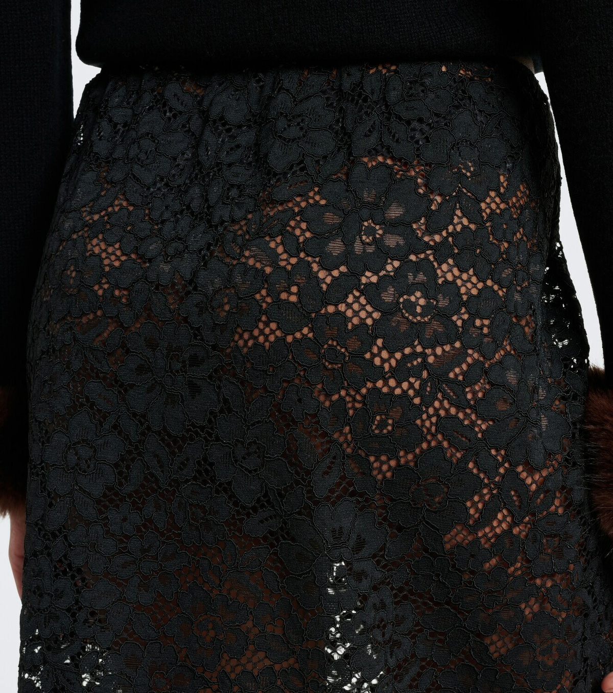 Dôen Nandette sheer lace midi skirt