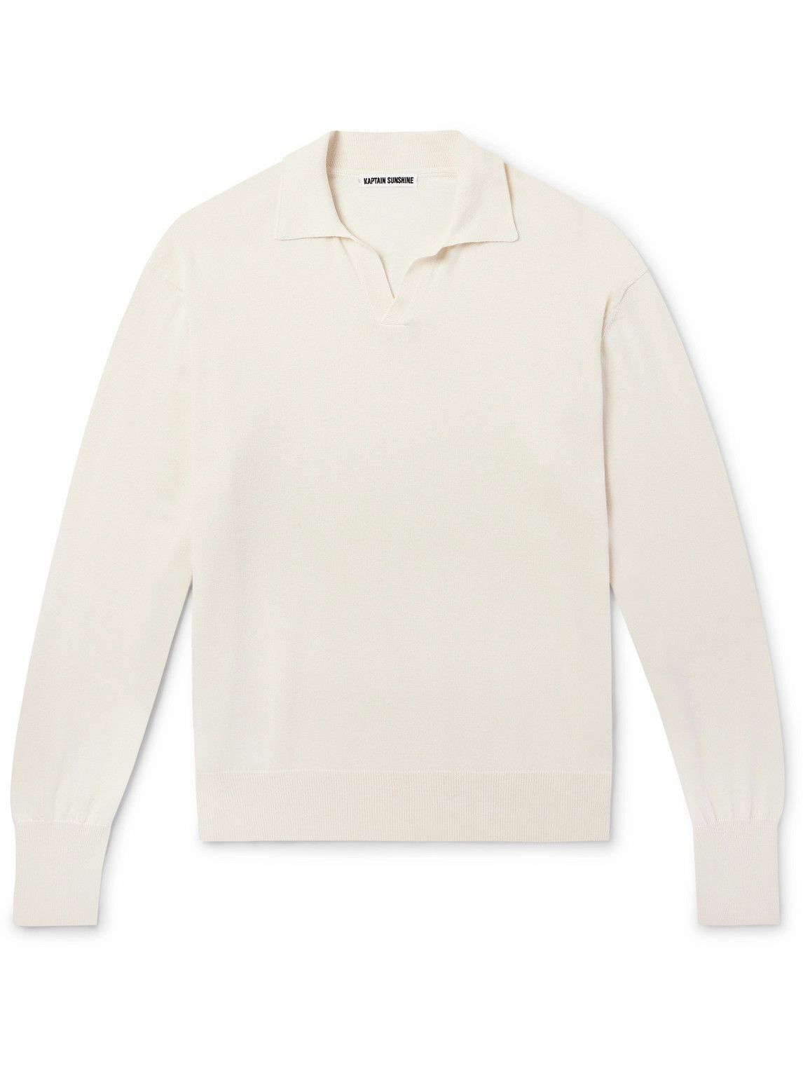 KAPTAIN SUNSHINE Taupe Cotton Knit Skipper Polo Kaptain Sunshine