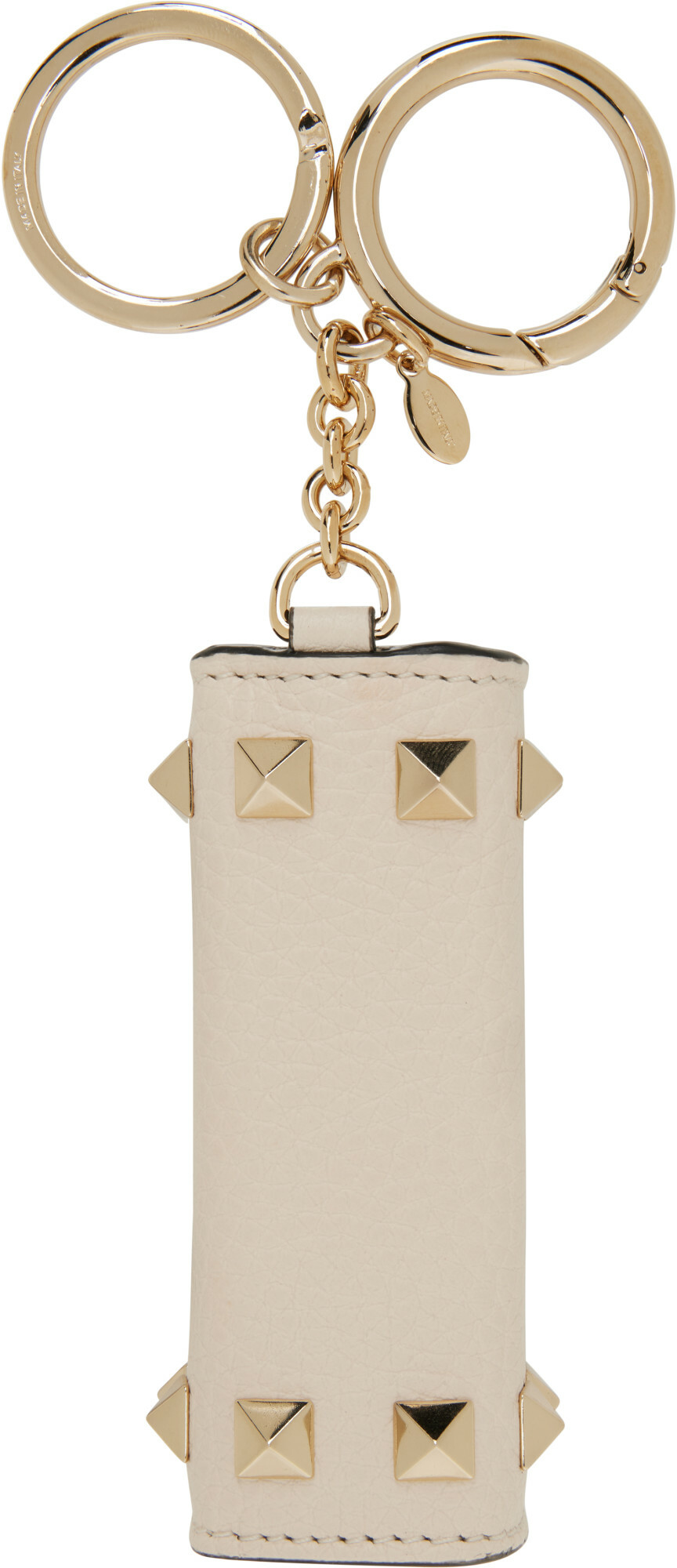 Valentino Garavani Beige Rockstud Charm Keychain