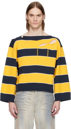 Charles Jeffrey LOVERBOY Yellow & Navy Slash Stripe Sweater