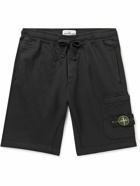 Stone Island - Straight-Leg Garment-Dyed Cotton-Jersey Drawstring Shorts - Black