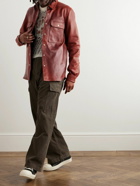 Rick Owens - Webbing-Trimmed Leather Overshirt - Red