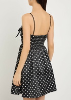 Ganni Polka-dot Stretch-satin Mini Dress Black