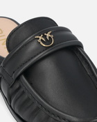 Pinko Flat Nappa Leather Mule Moccasins Limo Black