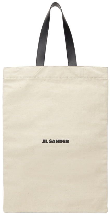 Photo: Jil Sander Beige & Black Extra Large Flat Shopper Tote