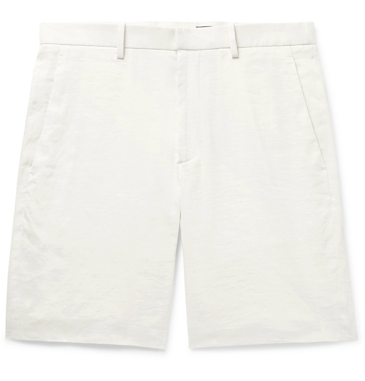 Photo: Theory - Curtis Slim-Fit Stretch Linen-Blend Shorts - White