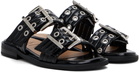 GANNI Black Feminine Buckle Two-Strap Sandals