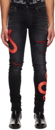 AMIRI Black XO Snake Jeans