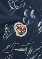 Moncler Floral-print Nylon Swim Shorts Navy