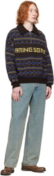 Marine Serre Brown 'Marine Serre' Jacquard Knit Crewneck Sweater