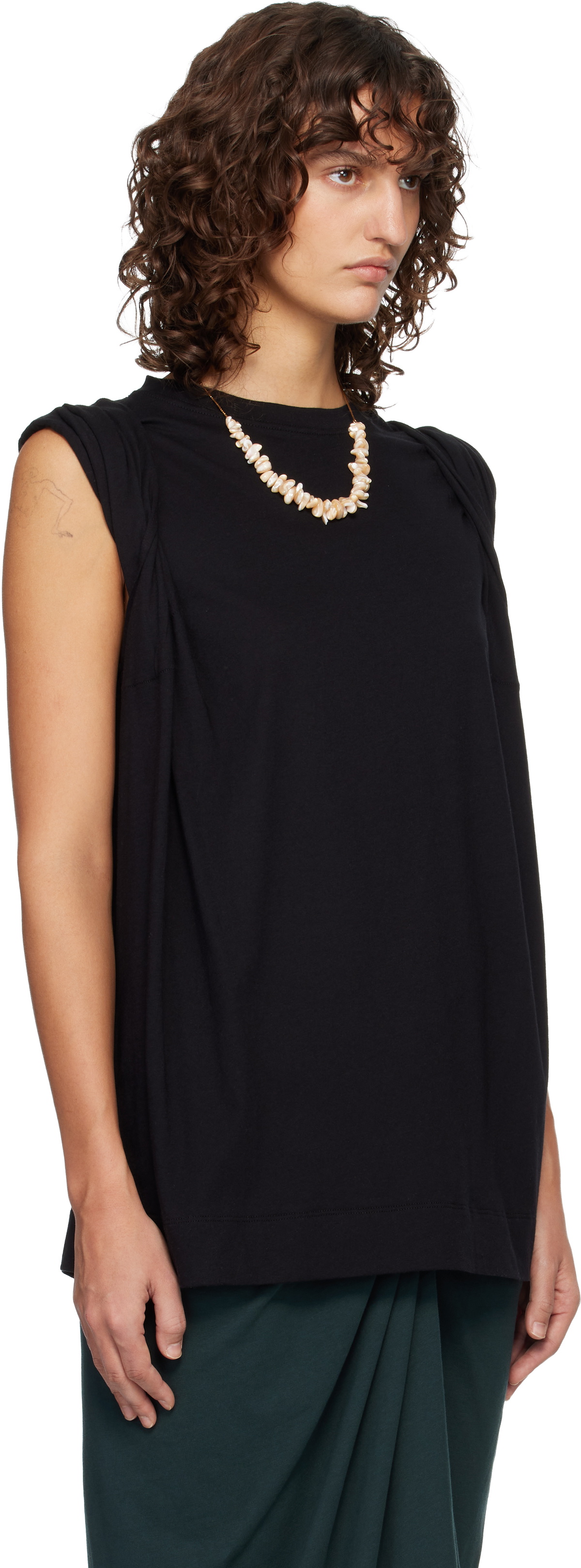 Dries Van Noten Black Loose Sleeveless T-shirt