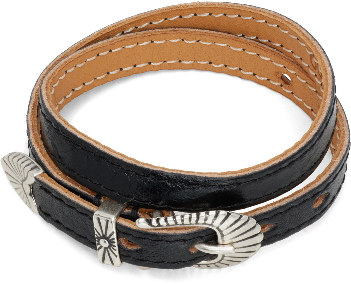 OUR LEGACY Burgundy Wave Leather Bracelet Our Legacy