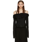 Marques Almeida Black Denim Off-the-Shoulder Jacket