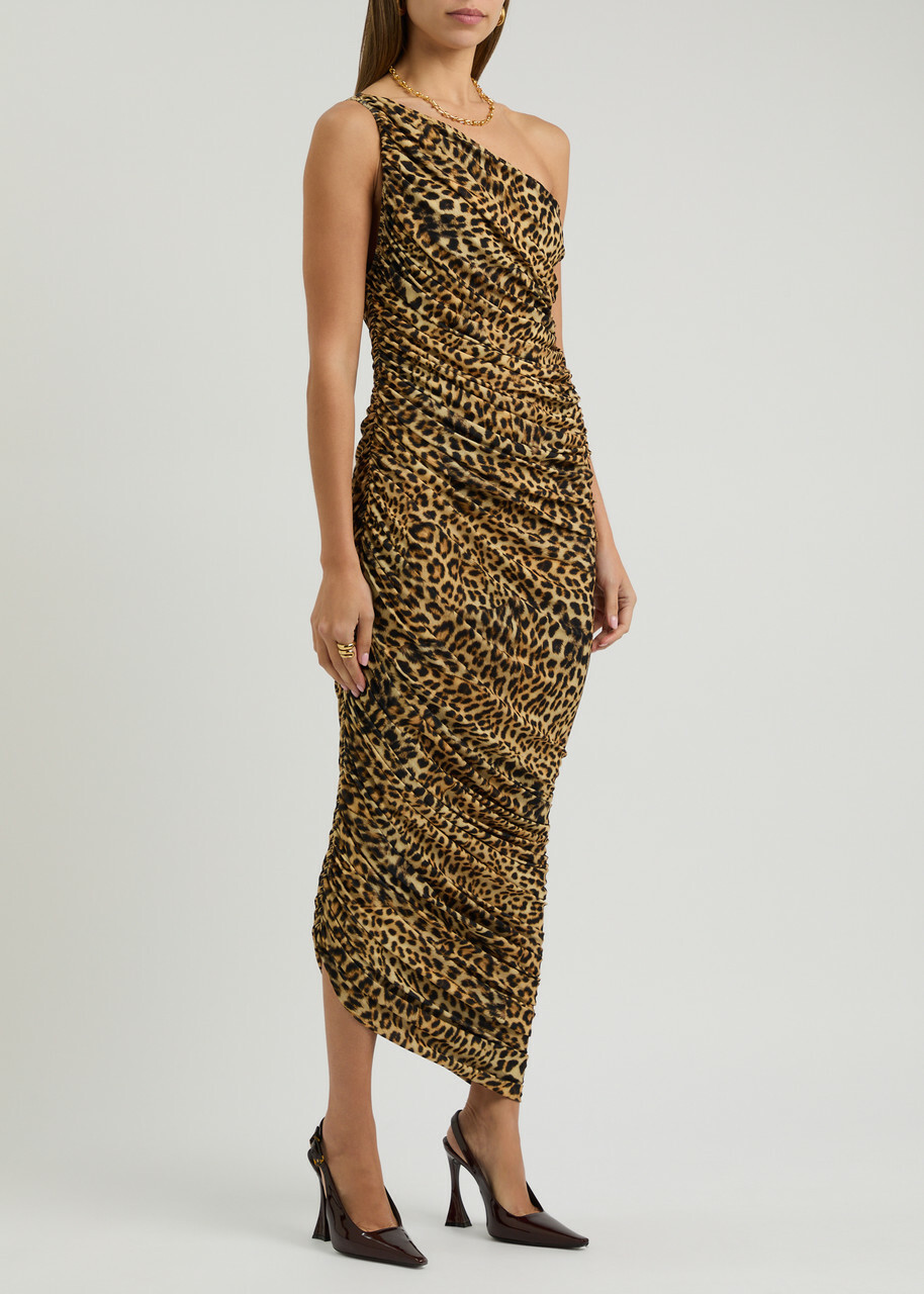 Norma Kamali Diana XL Leopard Stretch-jersey Maxi Dress Brown